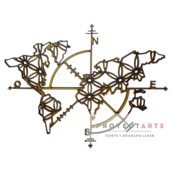 Planisferio con puntos cardinales