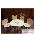 Mesa de tronco + 4 sillas infantiles de animalitos - Image 3