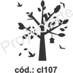 Sello árbol con pájaros