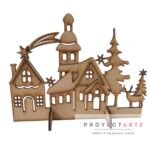 Paisaje navideño iglesia con apliques