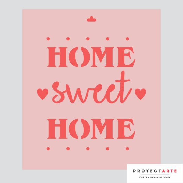 Stencil Home Sweet home con corazones