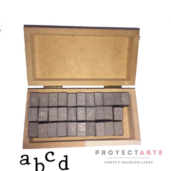 Set mini sellos maquina de escribir minúscula e