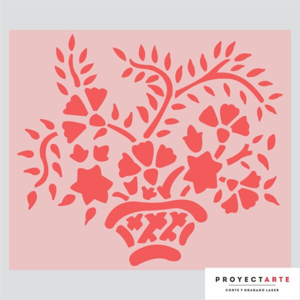Stencil Maceta con flores