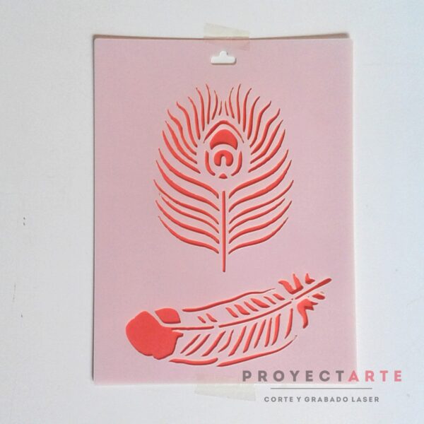 Stencil Pluma pavo real
