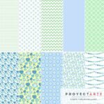 Colección papel buhos celestes y verdes