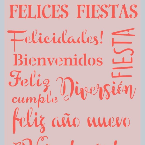 Stencil palabras Felices Fiestas grande