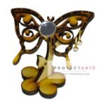 Cuelga caravanas mariposa con espejo y base flor