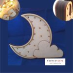 Luna con nube Led en mdf de 3mm