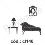 Sello diván y lámpara