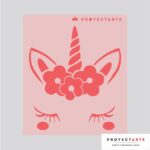 Stencil Cuerno de unicornio con flores y pestañas