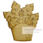 maceta con flores 3d