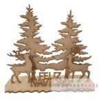 Feliz Navidad con renos y pinos