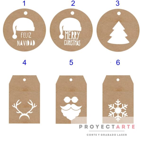 Tags de navidad en mdf de 3mm