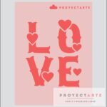 Stencil love con corazones