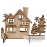 Paisaje navideño casitas con apliques